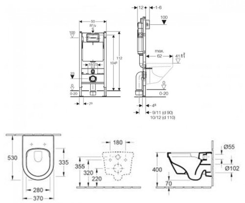 Унитаз + инсталляция Villeroy&Boch Architectura New 4694HR01+458.126.00.1