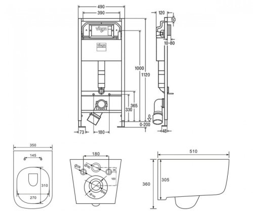 Унитаз + инсталляция VOLLE Hippo Rimless 13-44-202+771973