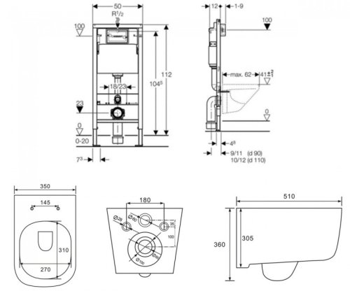 Унитаз + инсталляция VOLLE Hippo Rimless 13-44-202+458.103.00.1