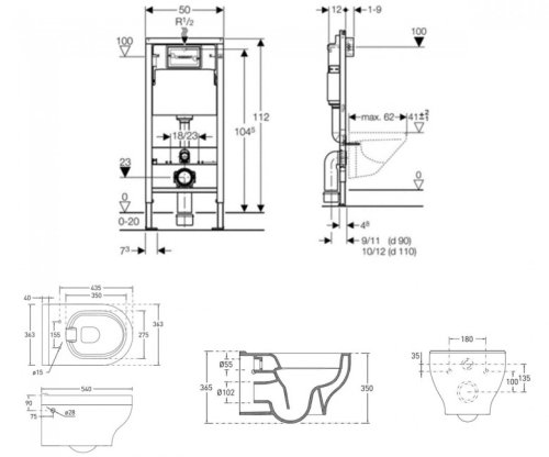 Унитаз + инсталляция VOLLE Virgo Rimless 13-23-455+458.103.00.1