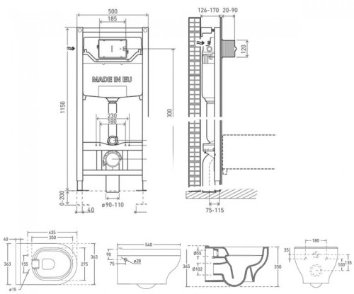 Унітаз + Інсталяція VOLLE Virgo Rimless 13-23-455+201010