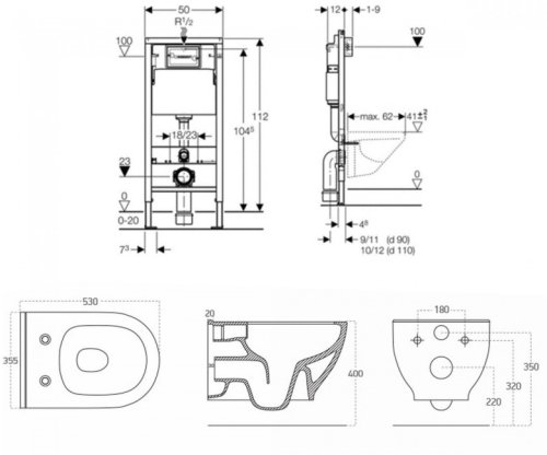 Унитаз + инсталляция VOLLE Altea Rimless 13-64-267+458.103.00.1