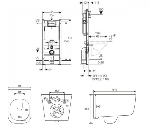 Унітаз + Інсталяція VOLLE Hippo Rimless 13-44-202+458.126.00.1