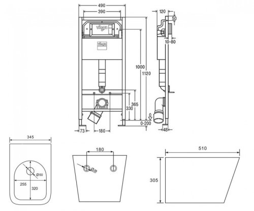 Унитаз + инсталляция VOLLE Libra S Rimless 13-41-160S+771973