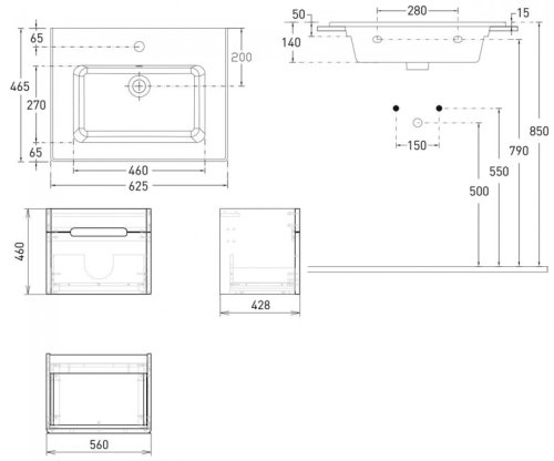 Тумба з умивальником VOLLE Solo 1910.326007