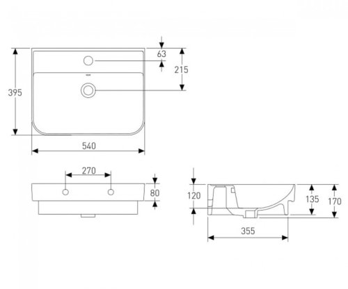 Умывальник VOLLE Solo 13-55-113Capp