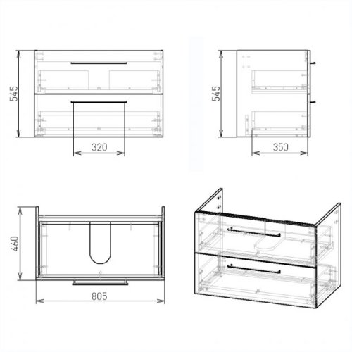 Тумба с умывальником VOLLE Nemo New 15-17-80N