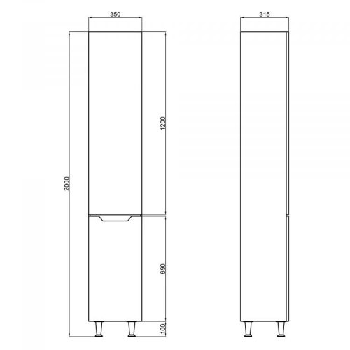 Пенал напольный Qtap Scorpio QT1475PN1901KRW