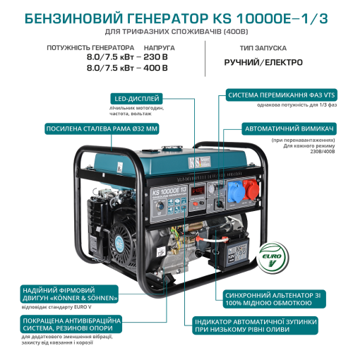 Бензиновый генератор Konner&Sohnen KS 10000E 1/3
