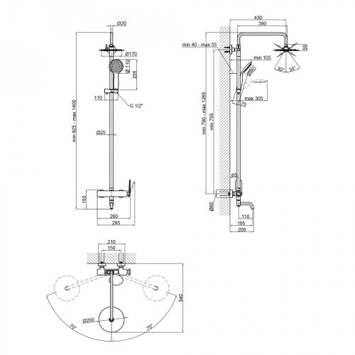 Душова система Qtap Sloup 51106KOB