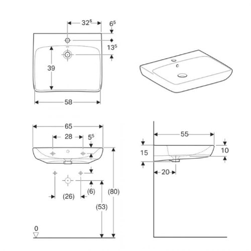 Умывальник Geberit Selnova Comfort 500.292.01.1