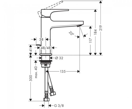 Смеситель для умывальника Hansgrohe Metropol 110 32506000