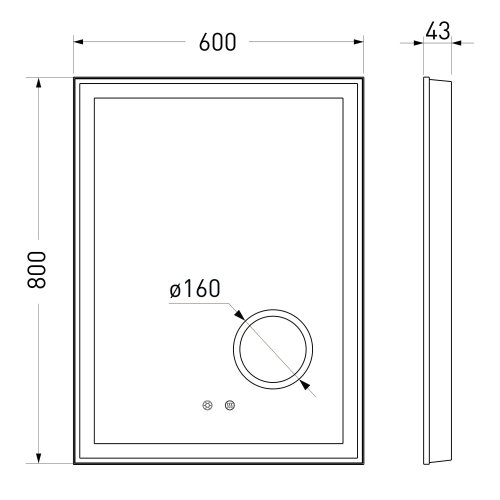 Дзеркало VOLLE 60х80 16-13-600M