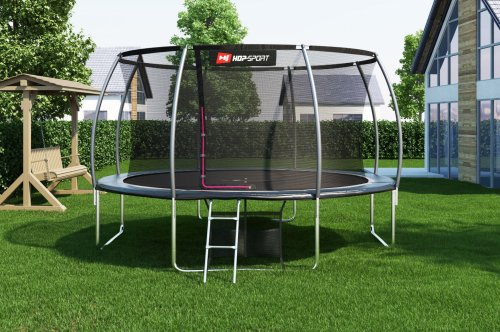 Батут Hop-Sport Premium 14ft (427cm) Black/Grey с внутренней сеткой
