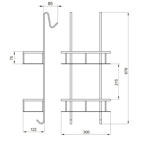 Полиця навісна подвійна Eger 555-37nickel