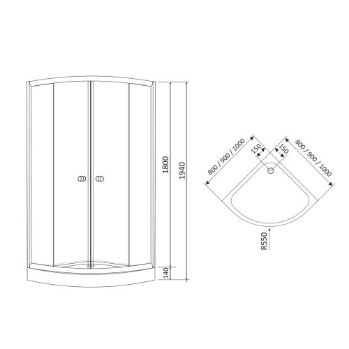 Душова кабіна RJ Tulip 80RZ081Linia
