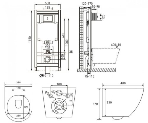 Унитаз + инсталляция Volle Amadeus M Rimless 13-06-055M + 141515