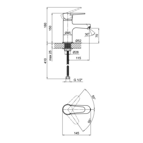Душевая система Lidz (BLA) 10 30 1005A + смеситель для умывальника Lidz (BLA) 14 43 001F