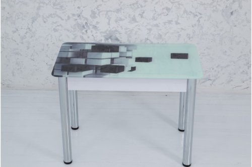 Стіл обідній МІКС-меблі Фреш білий+скло кубики