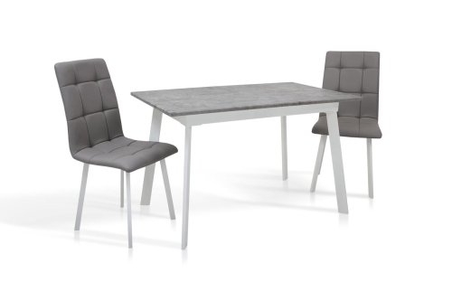 Стол обеденный МИКС-мебель Этна белый металл/мрамор светлый