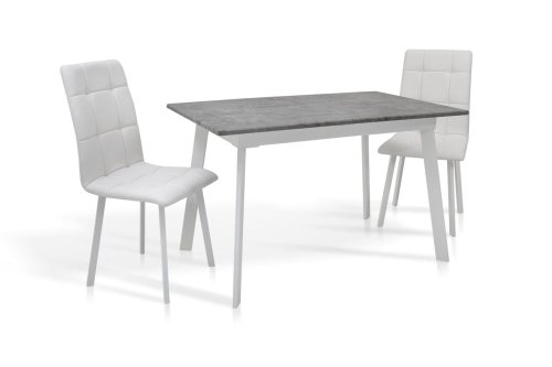 Стол обеденный МИКС-мебель Этна белый металл/мрамор светлый
