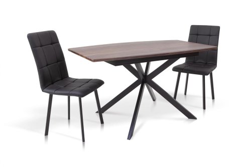 Стол обеденный МИКС-мебель Ричард черный металл/дуб ТК(орех)