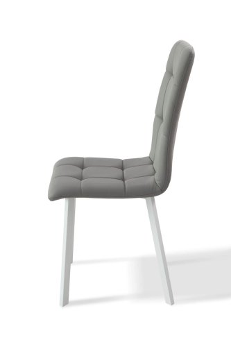 Стул МИКС-мебель Тринити металл белый/кожзам светло-серый