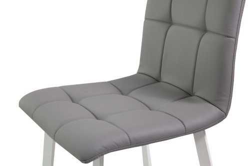 Стул МИКС-мебель Тринити металл белый/кожзам светло-серый