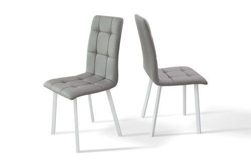 Стул МИКС-мебель Тринити металл белый/кожзам светло-серый