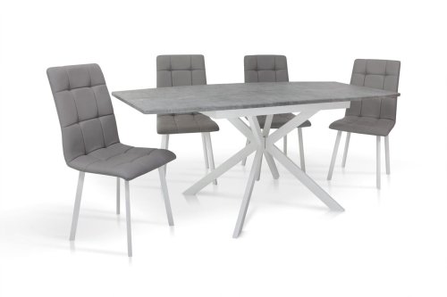 Стул МИКС-мебель Тринити металл белый/кожзам светло-серый