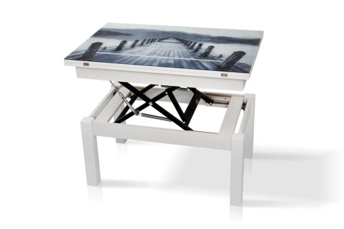 Стол-Трансформер МИКС-мебель Флай белый+стекло (мост)