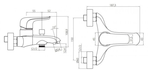 Смеситель для ванны Damixa Palace Evo 421000000