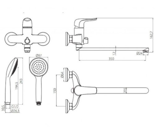 Смеситель для ванны Damixa Palace Evo 429500000