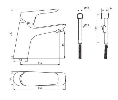 Смеситель для умывальника Damixa Origin Bit 770300000
