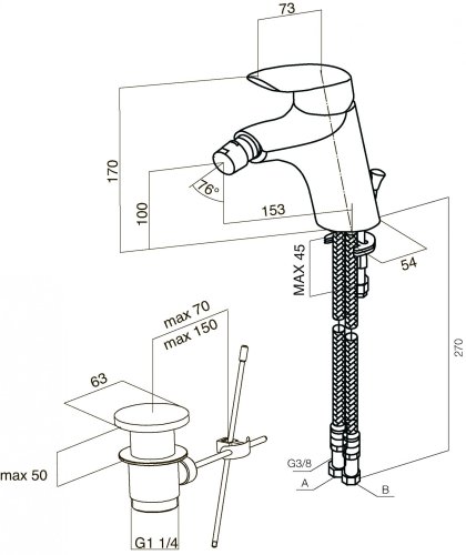 Змішувач для біде AM.PM Bliss L F5383164