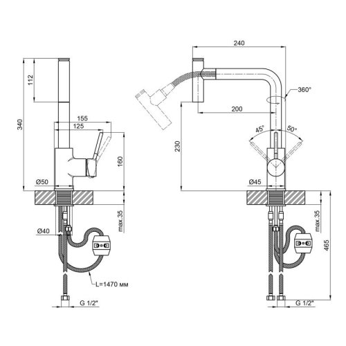 Кухонная мойка Qtap S7843 2.7/1.0 + смеситель для кухни Qtap Inspai CRM 013F