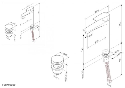 Смеситель для умывальника AM.PM Gem F90E92200