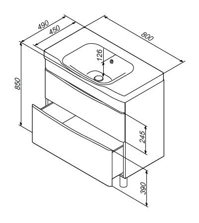 Тумба с умывальником AM.PM Like M80-FSX0802-WC0802-38