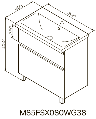 Тумба с умывальником AM.PM X-Joy M85-FSX8053-WC0803WG38