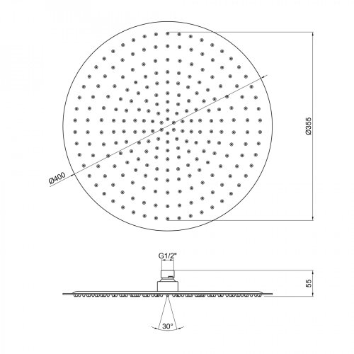 Лейка для верхнего душа Qtap Hlavova S400O1ZBB