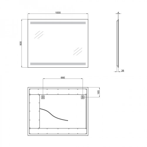 Дзеркало Qtap Mideya 1000х800 QT2078142270120W