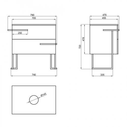 Тумба напольная Qtap Taurus Whitish oak со столешницей QT2480TNT703WO