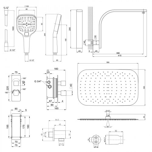 Душевая система Qtap Votice QT65T105NGCSET