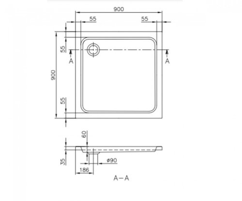 Душевой поддон Villeroy&Boch O.Novo DA0906DEN1V-01