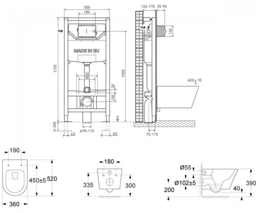 Унитаз + инсталляция VOLLE Nemo Rimless 13-17-316+201010