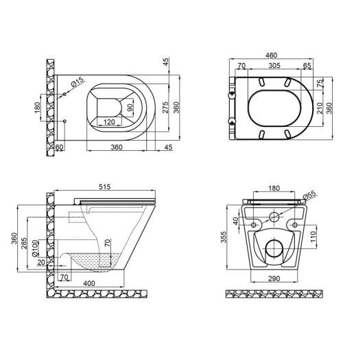 Унитаз подвесной Qtap Scorpio Rimless Slim Soft-close QT1433053ERMB