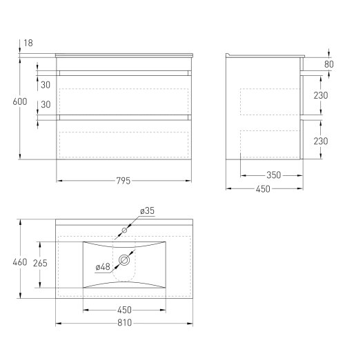 Тумба с умывальником Volle Fiesta 15-800-01