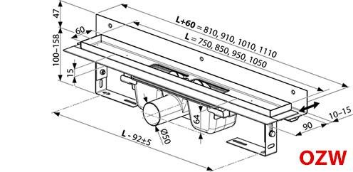 Душовий канал Ravak OZW 10° 850 X01629