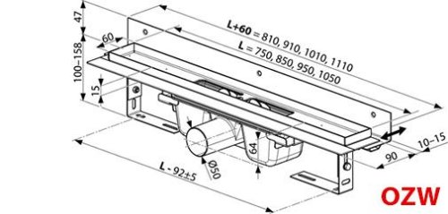 Душевой канал Ravak OZW Chrome 1050 X01633