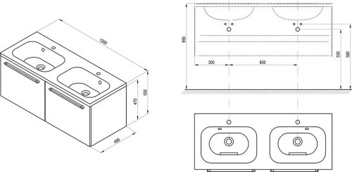 Тумба под умывальник Ravak Chrome SD 1200 Капучино/Белый X000000964